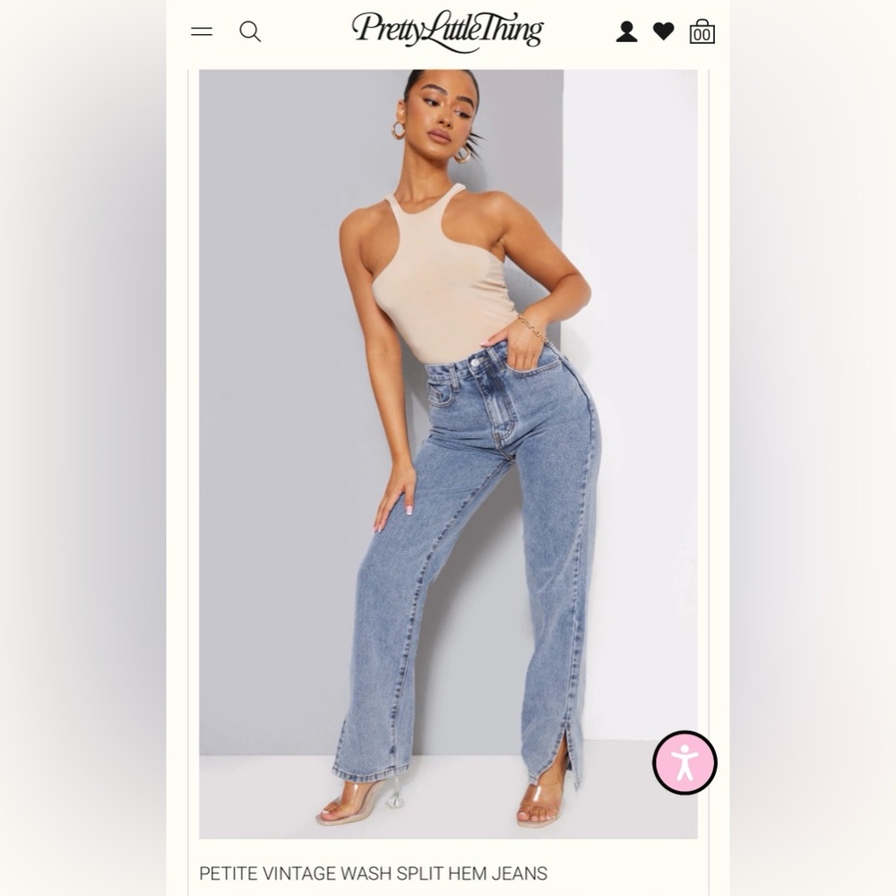 Pretty Little Thing PETITE BLUE DIP WAIST SPLIT HEM DENIM JEANS (2 pairs) 👖✨🩵💙